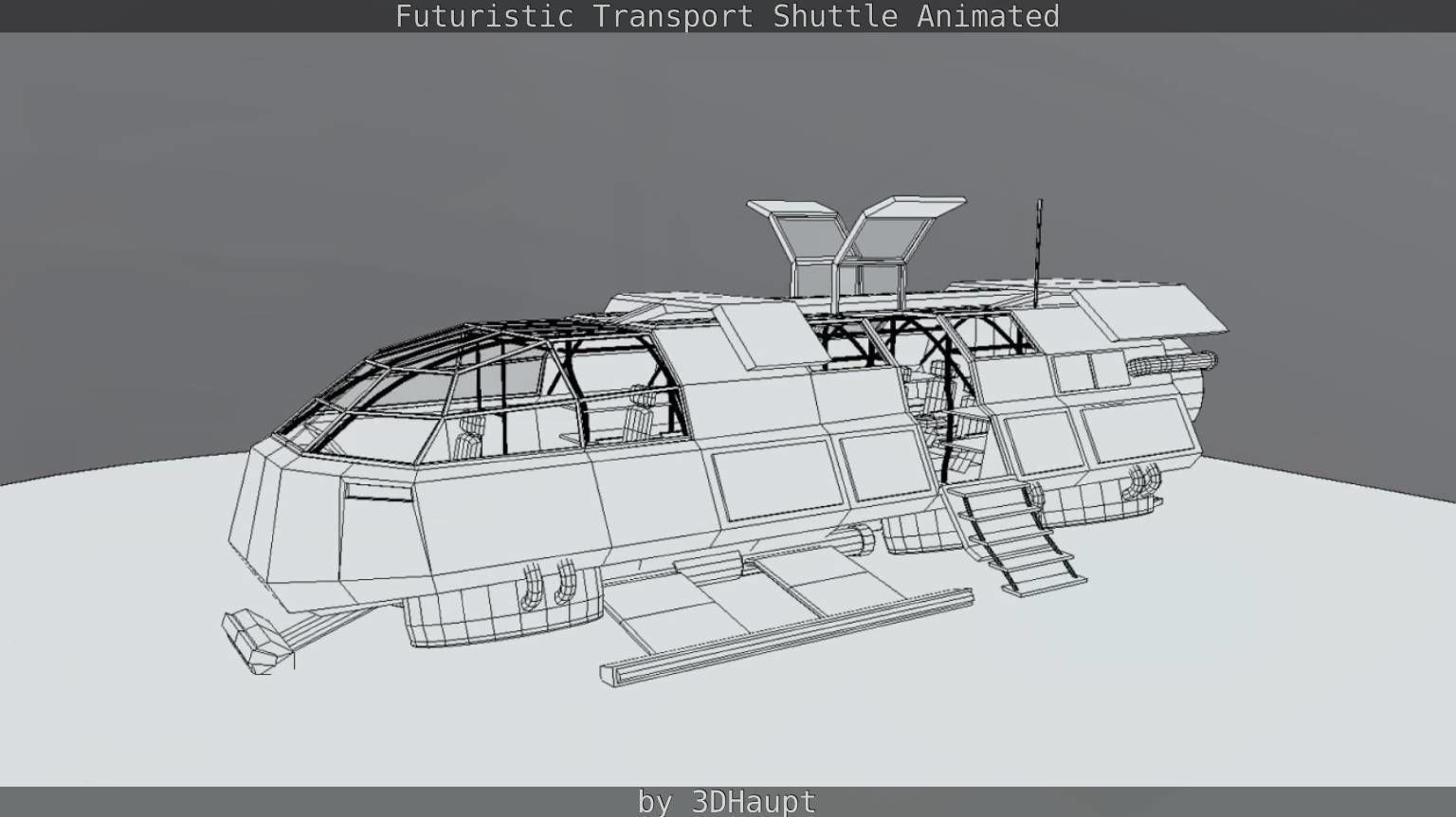 Futuristic Transport Shuttle Rigged  Low-poly 3D model_102
