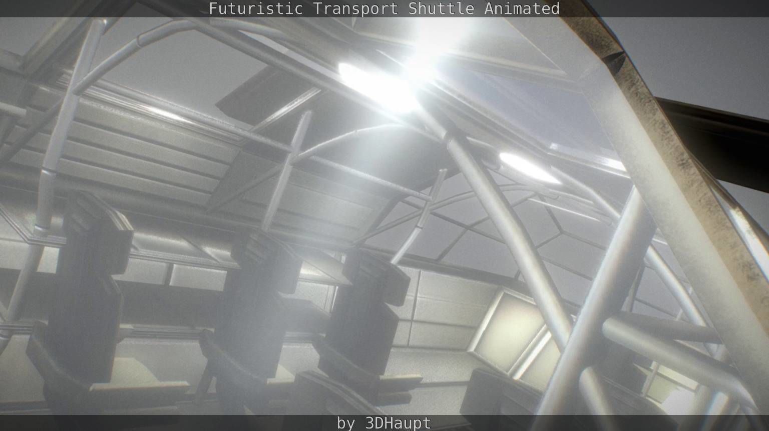 Futuristic Transport Shuttle Rigged  Low-poly 3D model_127