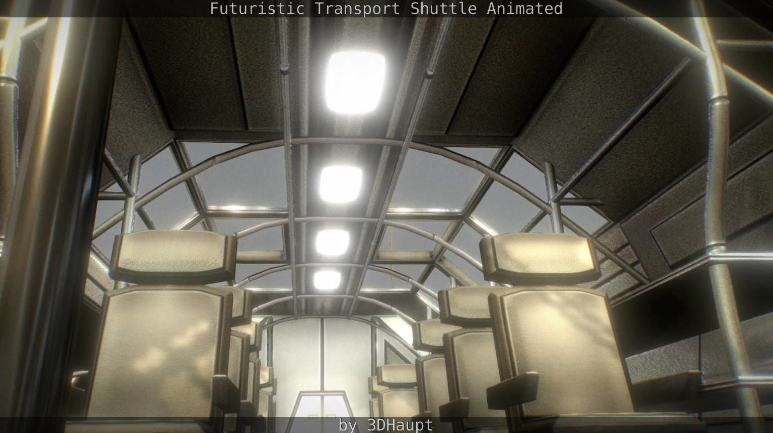 Futuristic Transport Shuttle Rigged  Low-poly 3D model_140