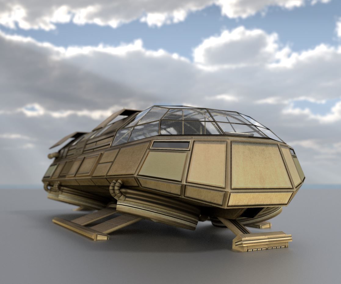 Futuristic Transport Shuttle Rigged  Low-poly 3D model_5