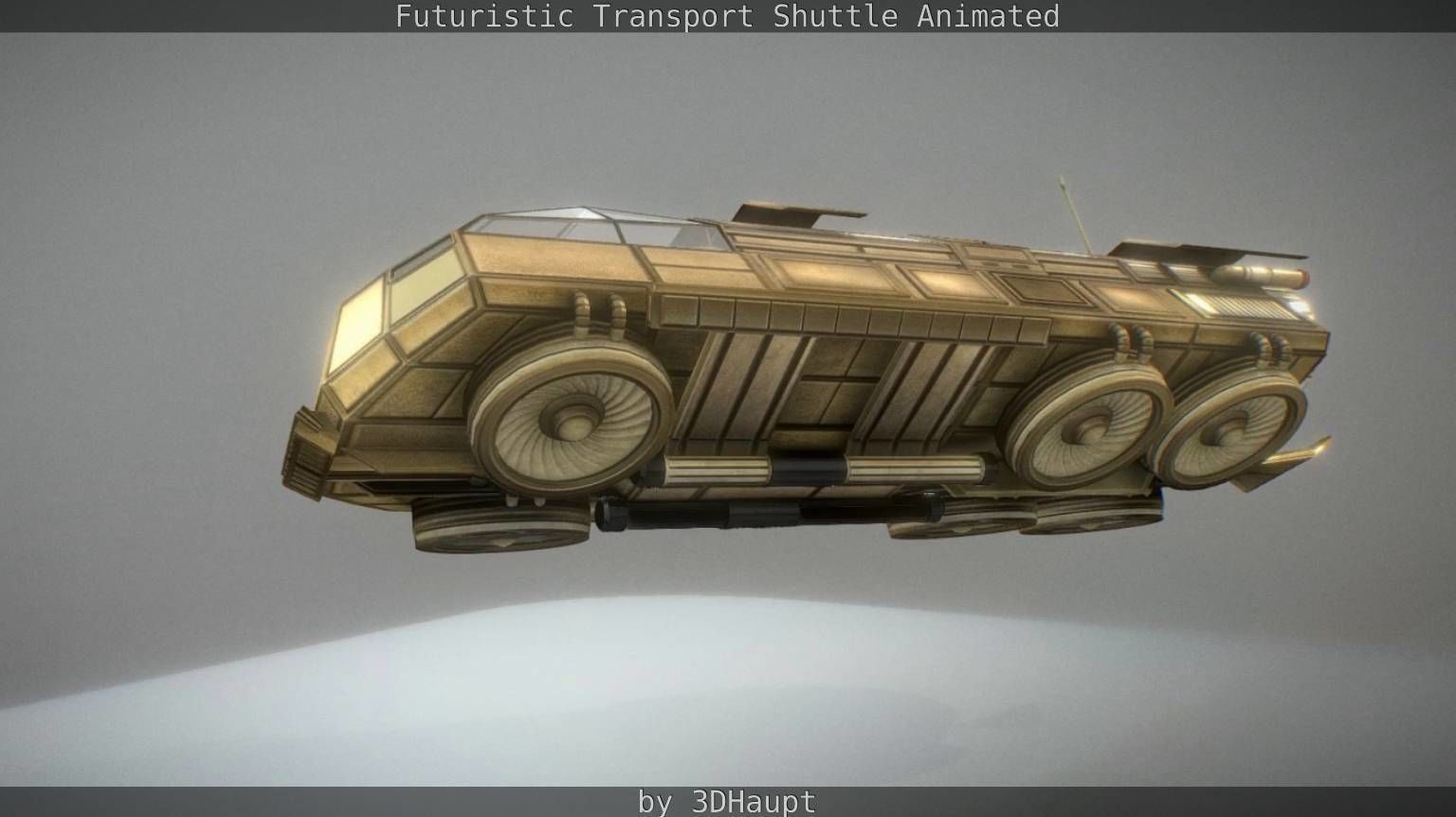 Futuristic Transport Shuttle Rigged  Low-poly 3D model_71