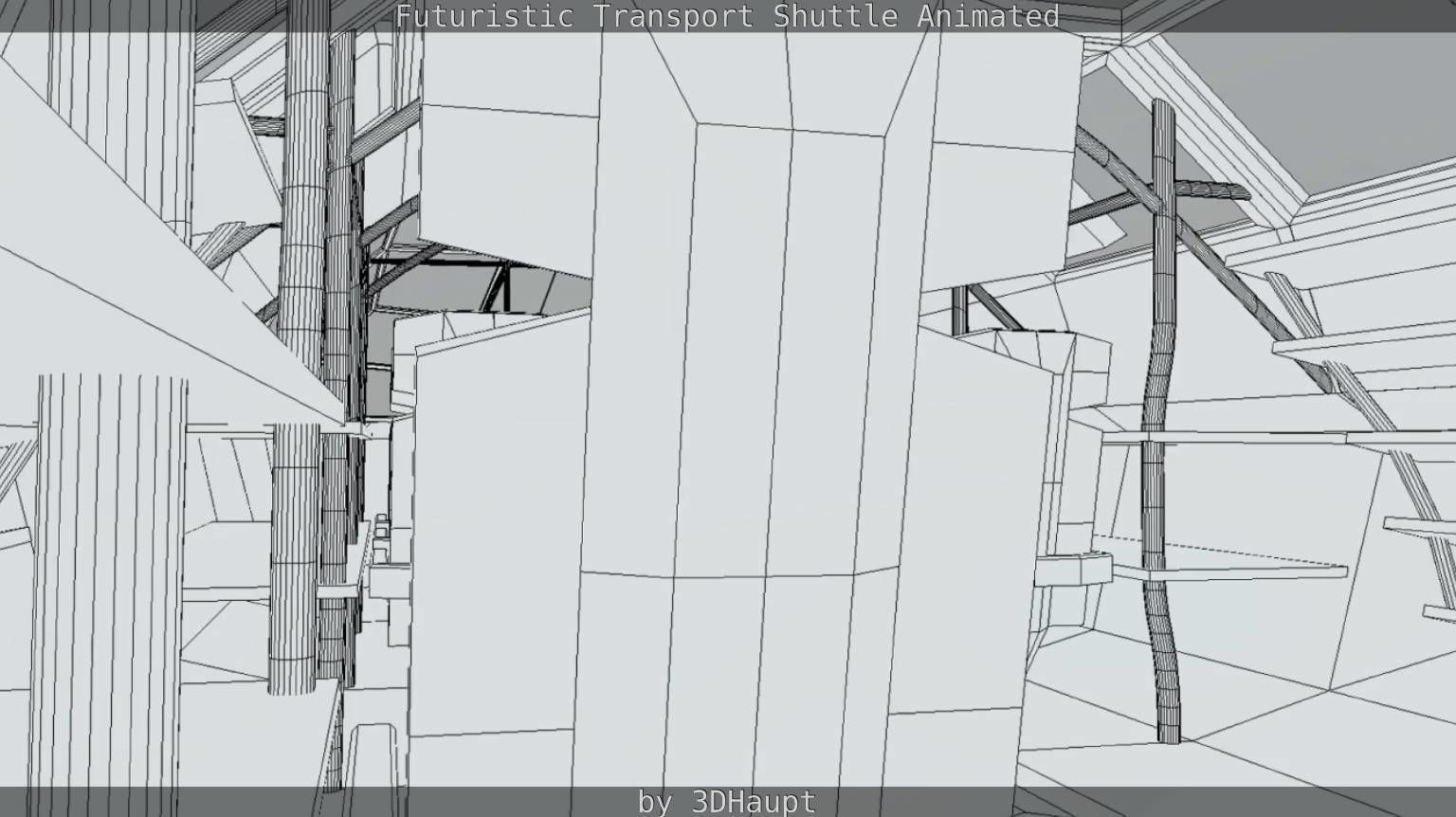 Futuristic Transport Shuttle Rigged  Low-poly 3D model_94