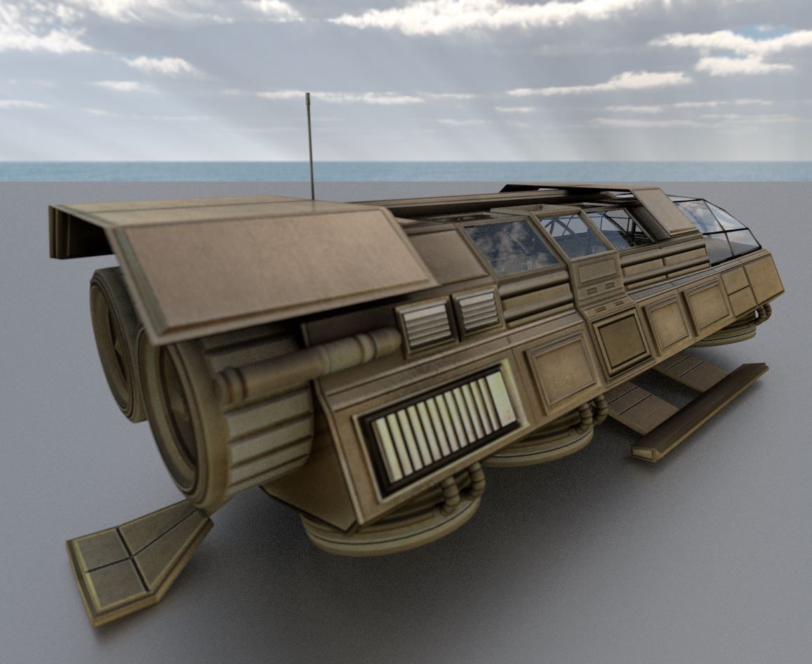 Futuristic Transport Shuttle Rigged  Low-poly 3D model_41