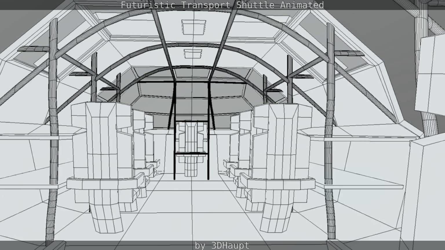 Futuristic Transport Shuttle Rigged  Low-poly 3D model_96