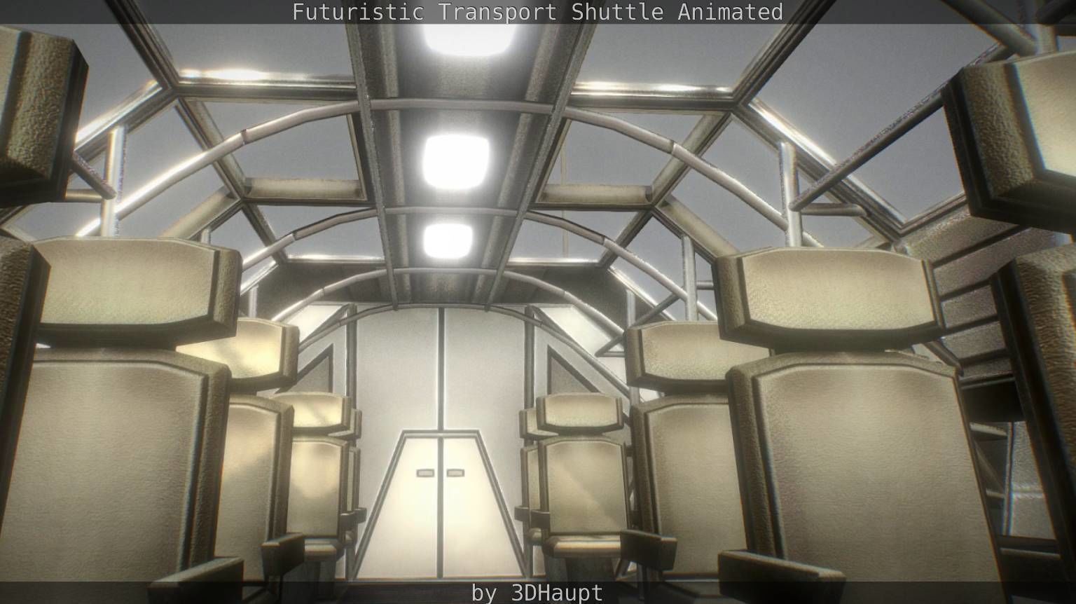 Futuristic Transport Shuttle Rigged  Low-poly 3D model_139