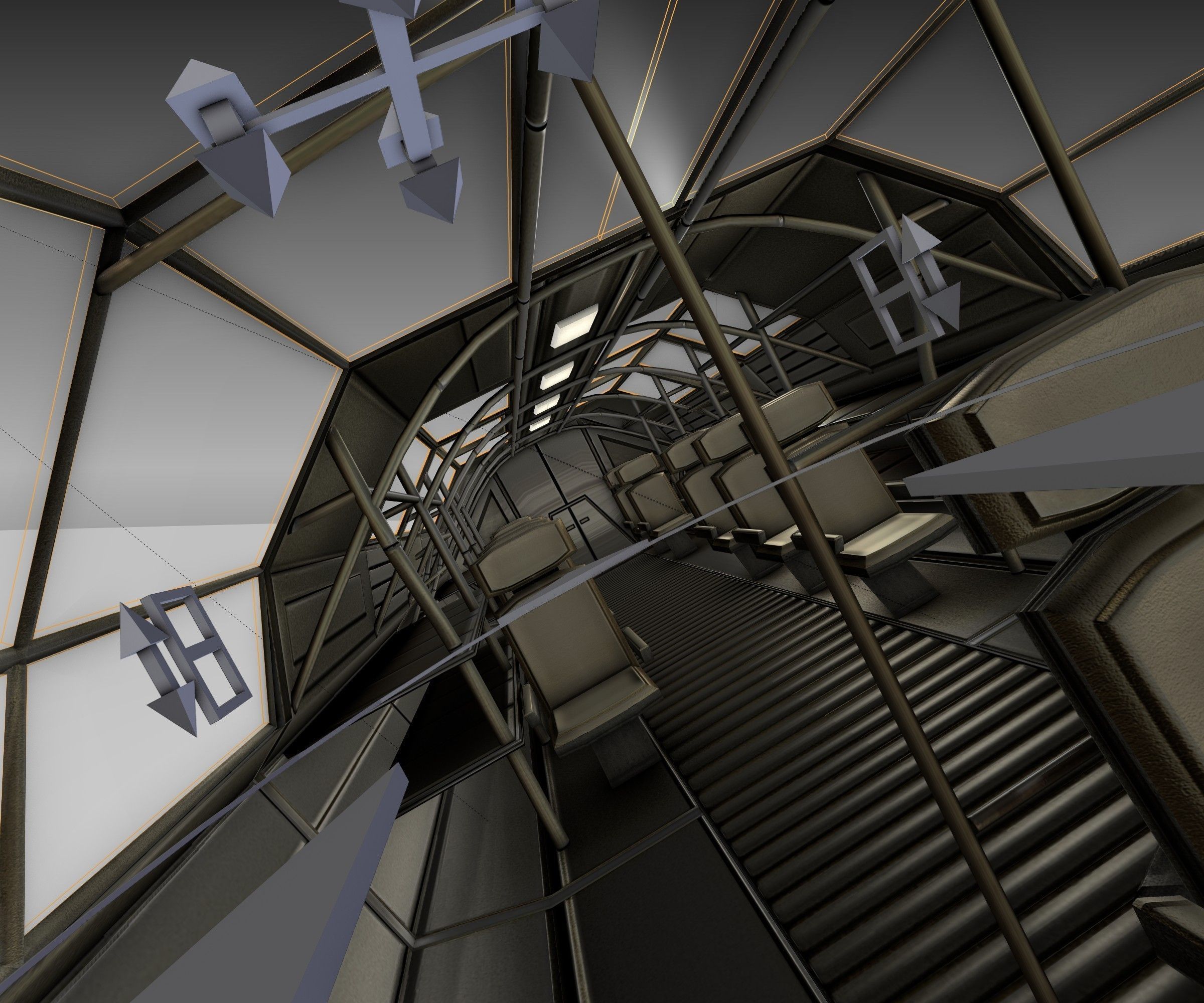 Futuristic Transport Shuttle Rigged  Low-poly 3D model_36