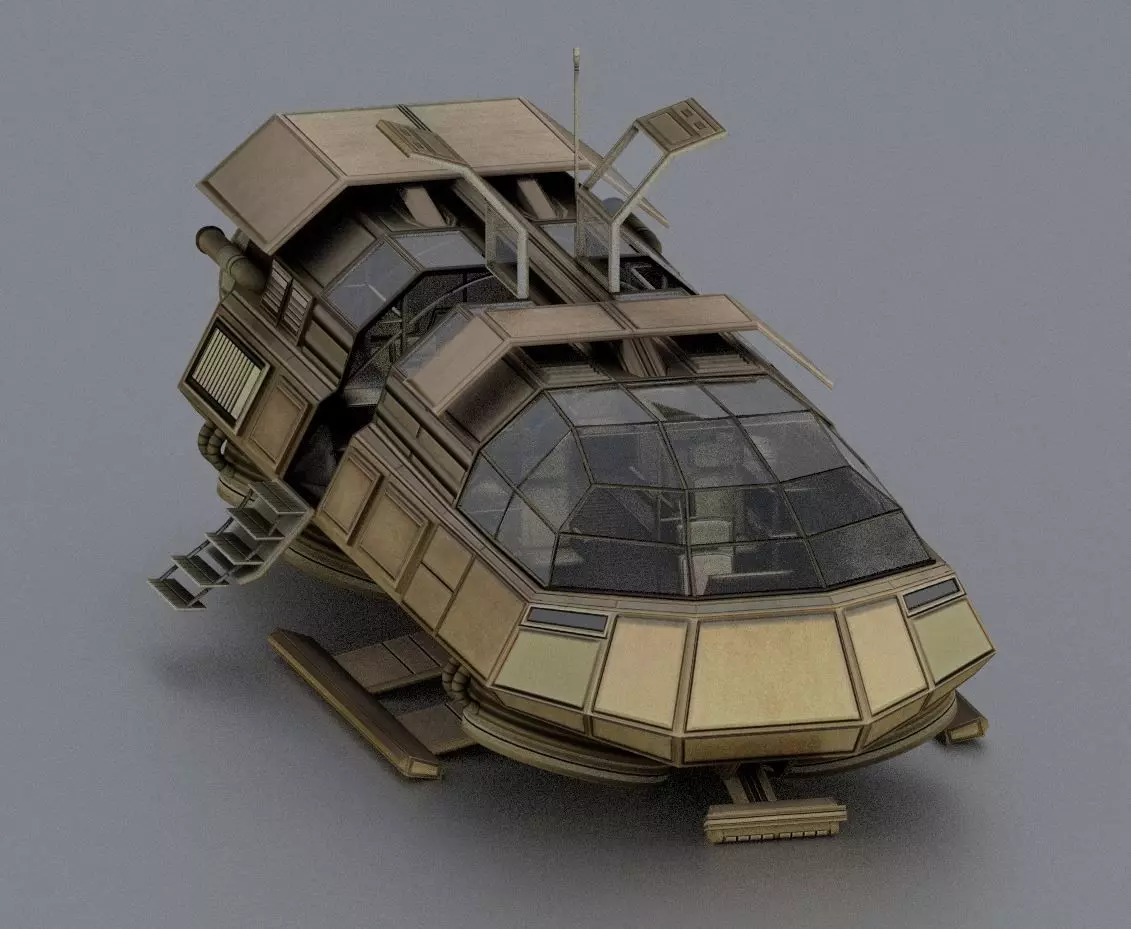 Futuristic Transport Shuttle Rigged  Low-poly 3D model_0