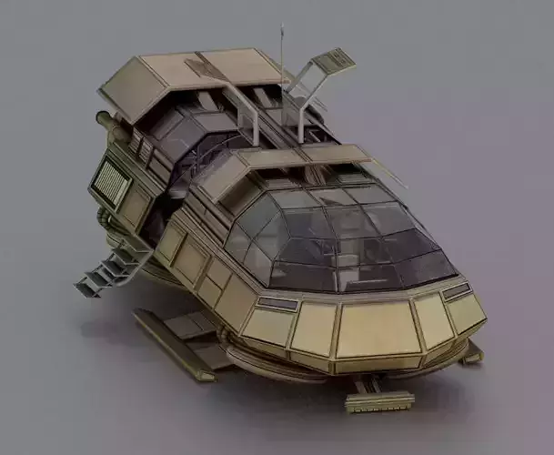 Futuristic Transport Shuttle Rigged  Low-poly 3D model