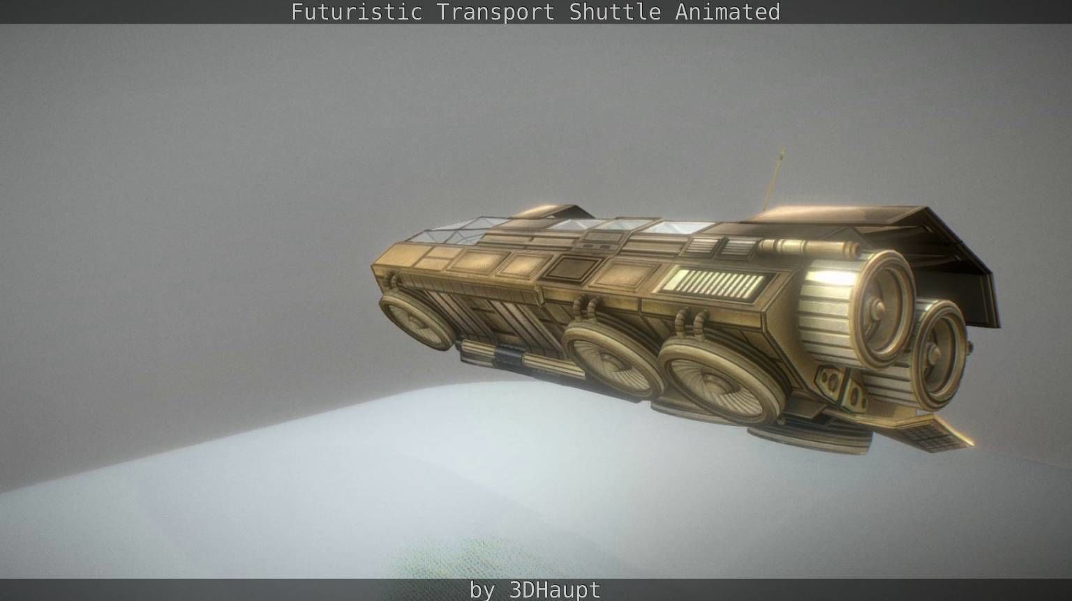 Futuristic Transport Shuttle Rigged  Low-poly 3D model_74