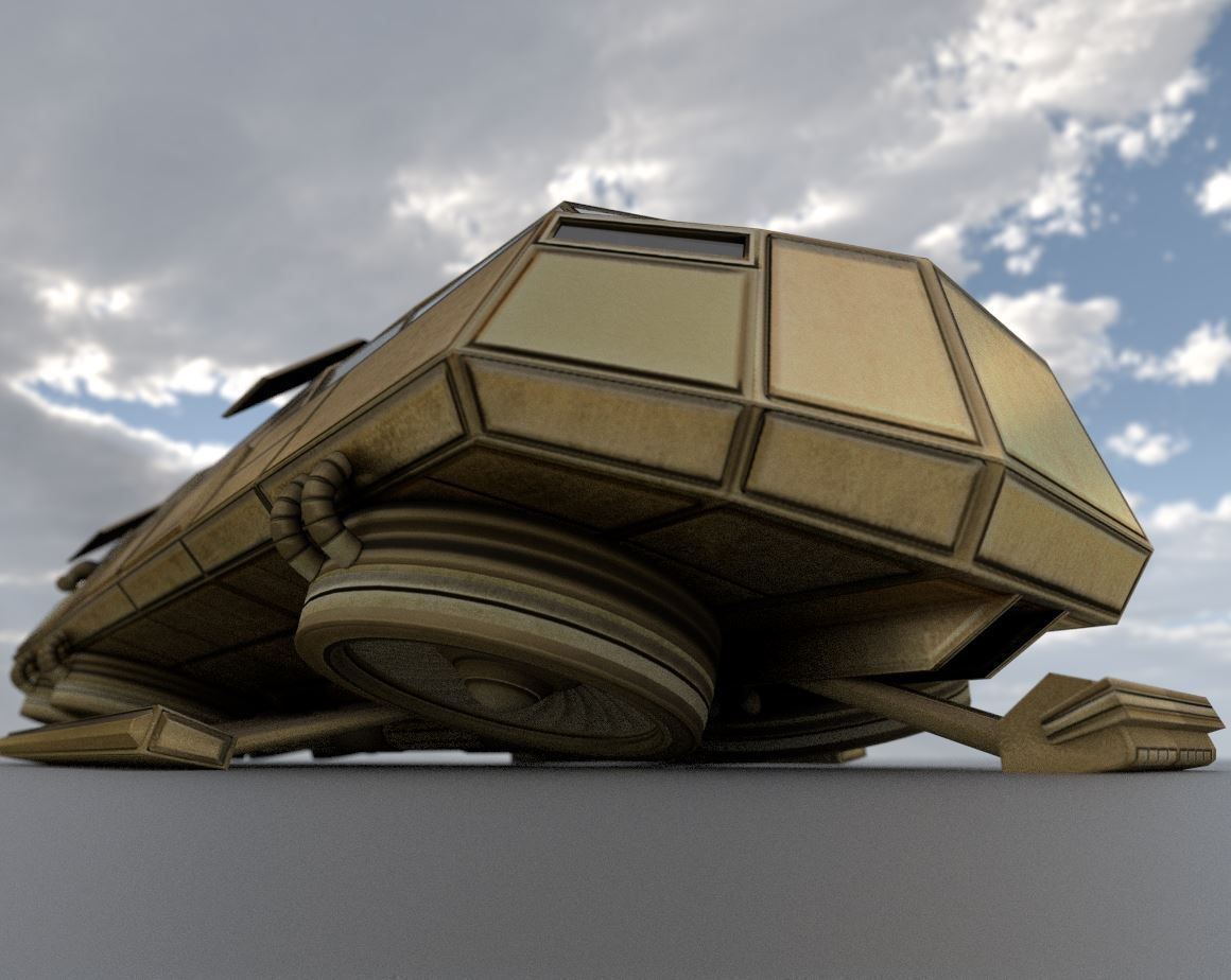 Futuristic Transport Shuttle Rigged  Low-poly 3D model_42