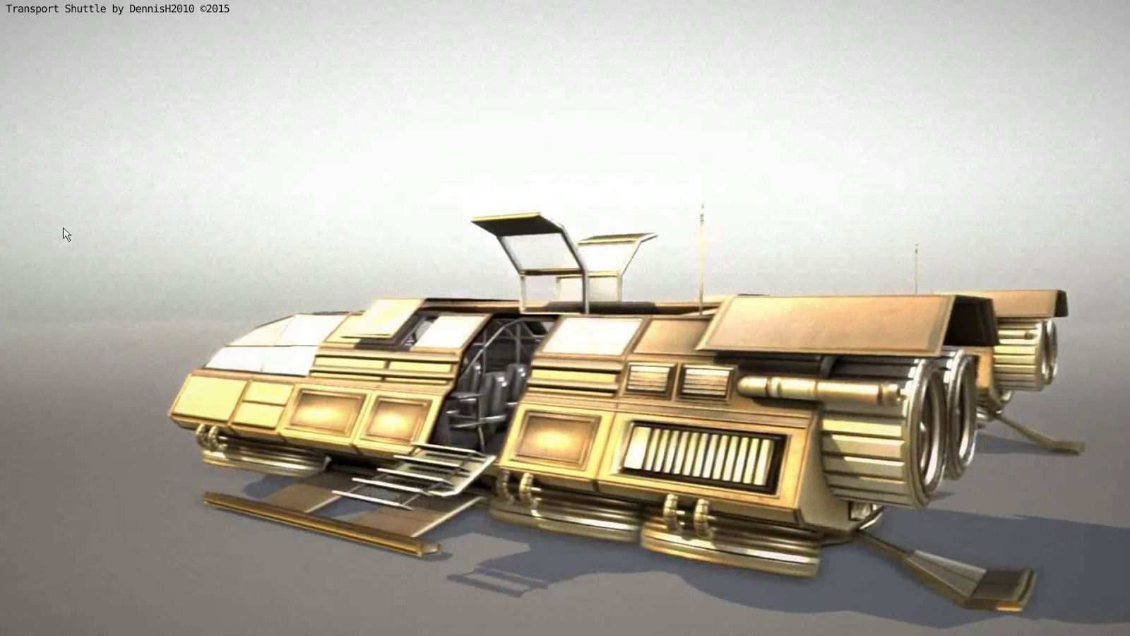 Futuristic Transport Shuttle Rigged  Low-poly 3D model_47