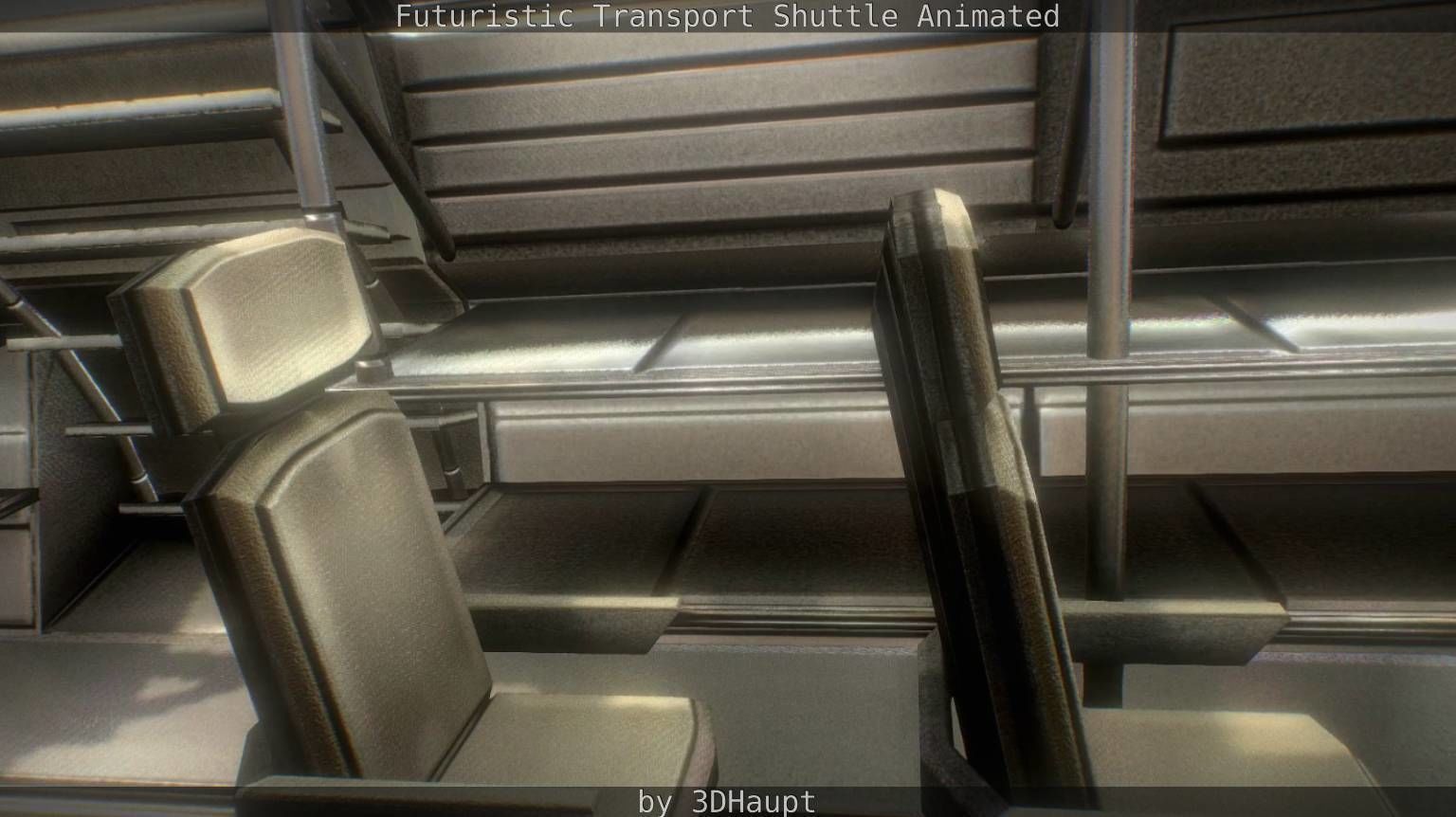 Futuristic Transport Shuttle Rigged  Low-poly 3D model_135