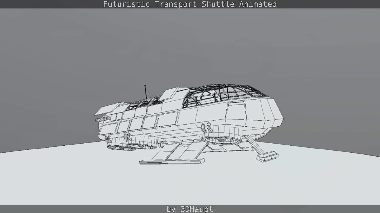 Futuristic Transport Shuttle Rigged  Low-poly 3D model_86