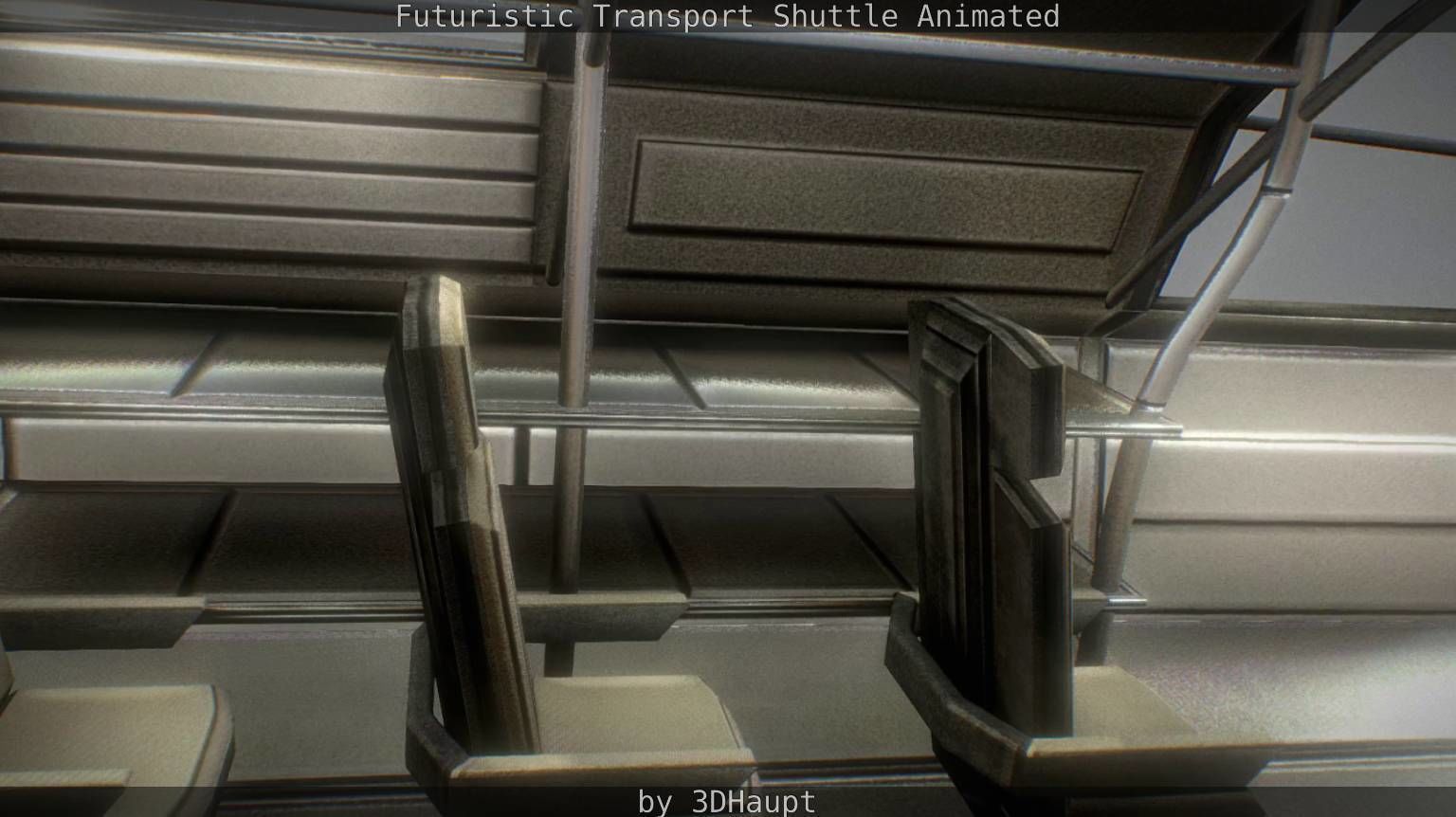 Futuristic Transport Shuttle Rigged  Low-poly 3D model_132