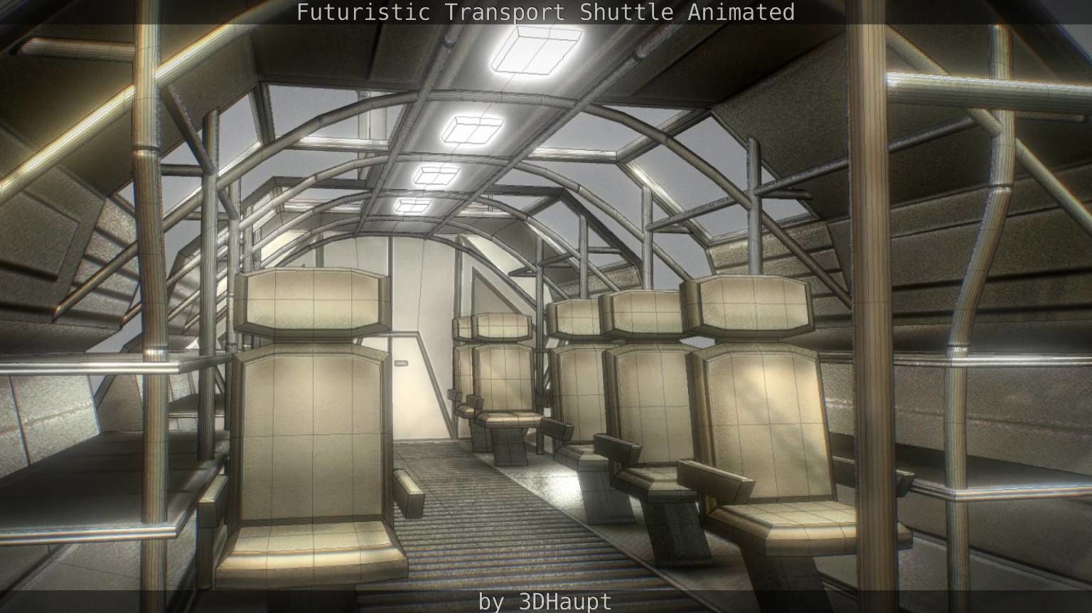 Futuristic Transport Shuttle Rigged  Low-poly 3D model_104