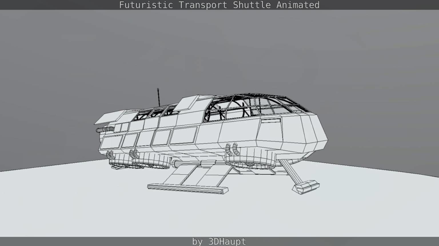 Futuristic Transport Shuttle Rigged  Low-poly 3D model_87