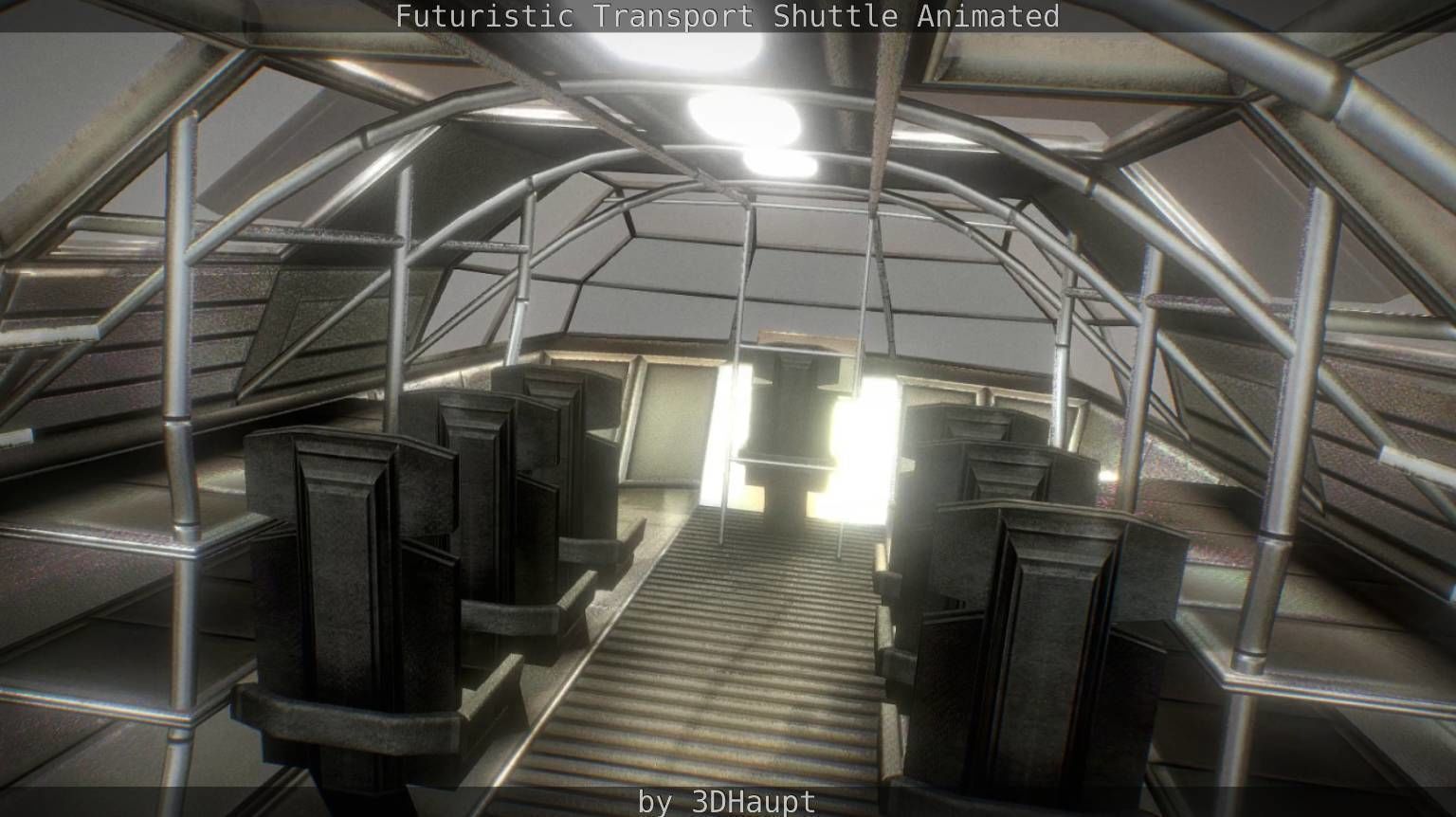 Futuristic Transport Shuttle Rigged  Low-poly 3D model_124