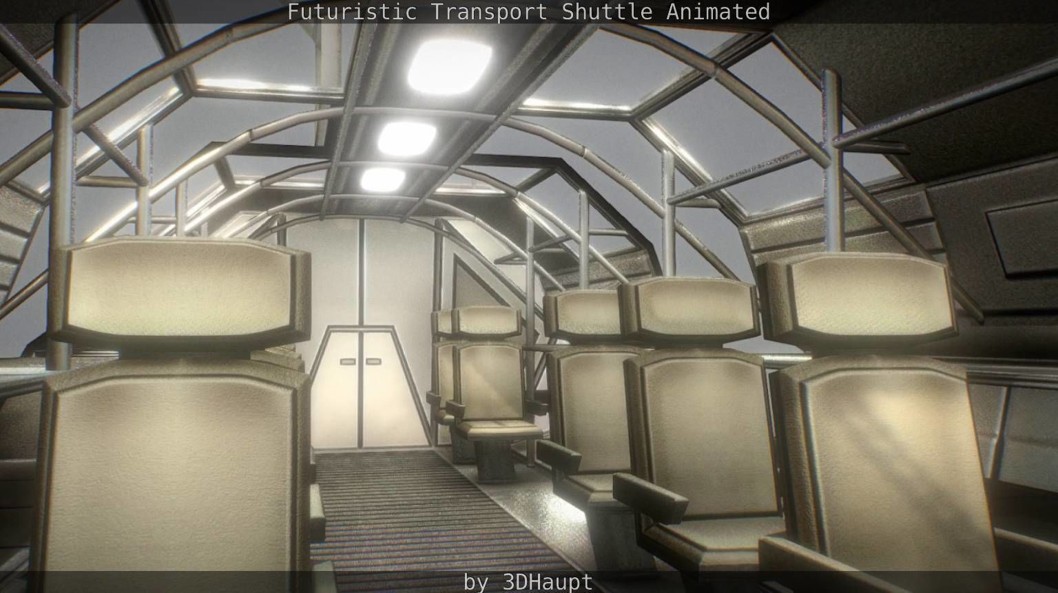 Futuristic Transport Shuttle Rigged  Low-poly 3D model_108