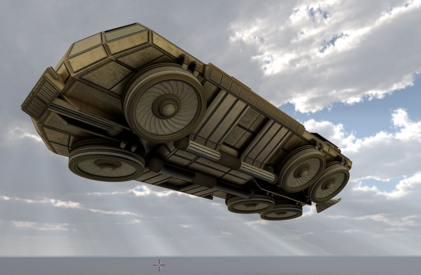 Futuristic Transport Shuttle Rigged  Low-poly 3D model_53