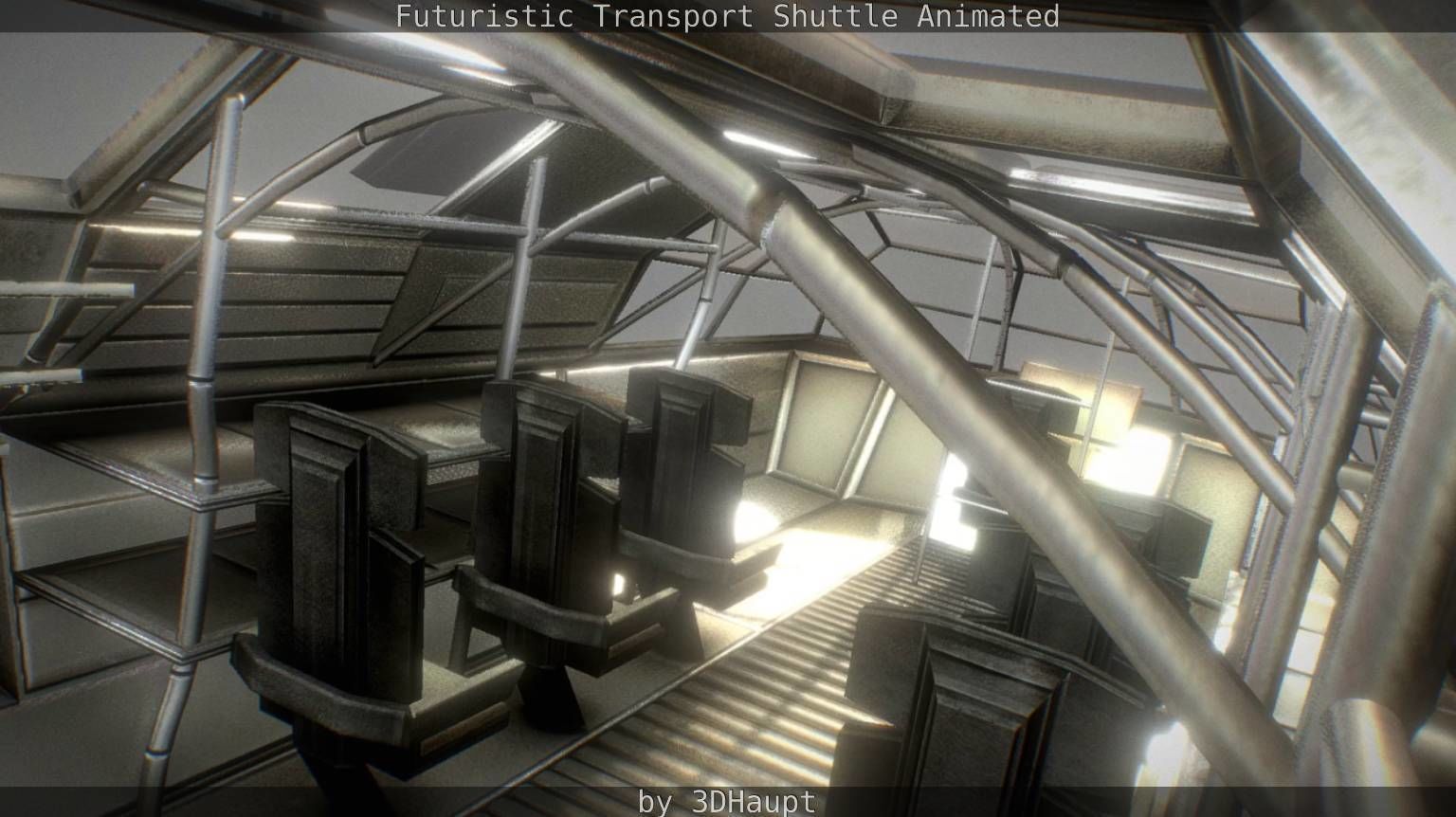 Futuristic Transport Shuttle Rigged  Low-poly 3D model_125