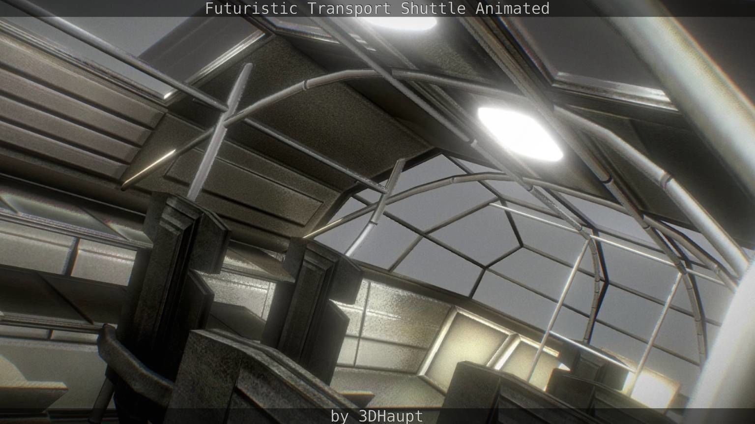 Futuristic Transport Shuttle Rigged  Low-poly 3D model_129