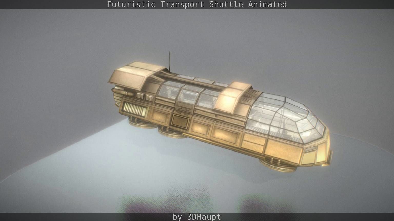Futuristic Transport Shuttle Rigged  Low-poly 3D model_77