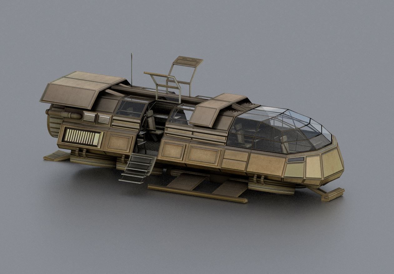 Futuristic Transport Shuttle Rigged  Low-poly 3D model_52