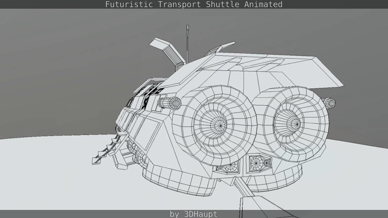 Futuristic Transport Shuttle Rigged  Low-poly 3D model_100