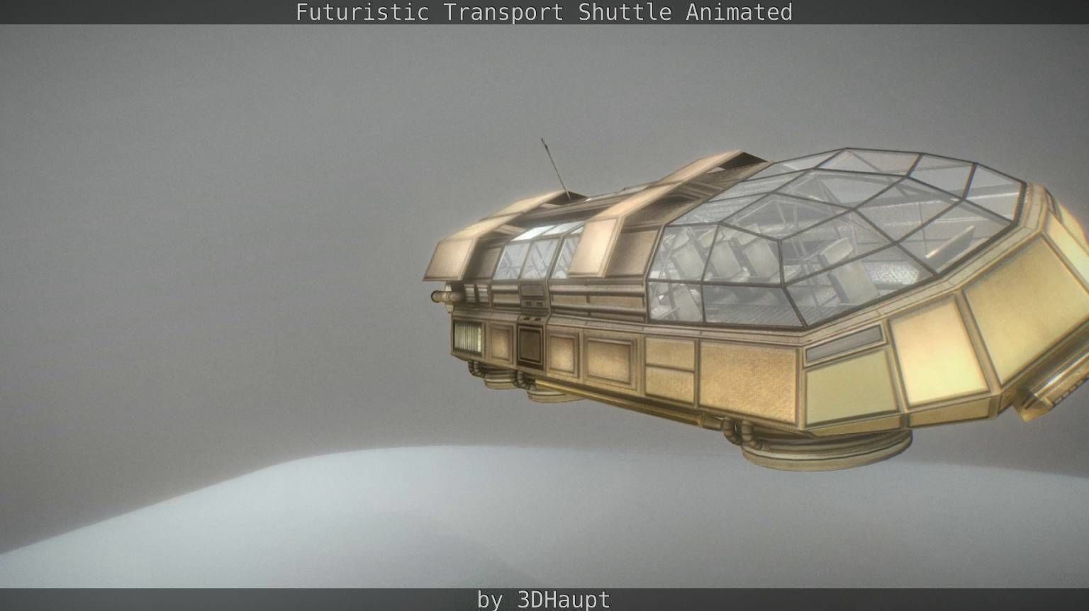 Futuristic Transport Shuttle Rigged  Low-poly 3D model_68