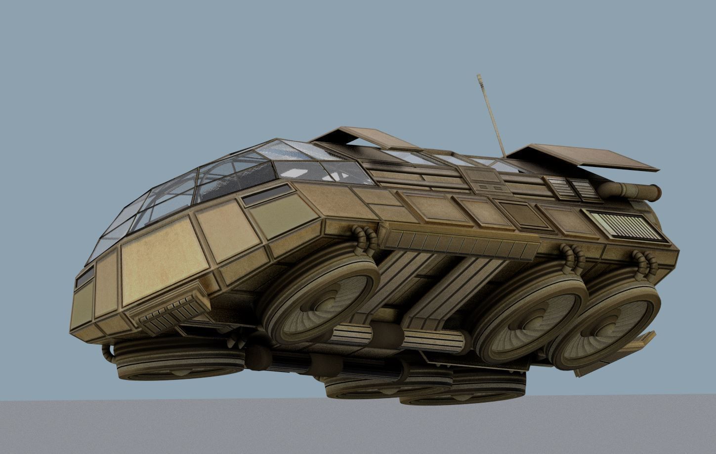 Futuristic Transport Shuttle Rigged  Low-poly 3D model_55