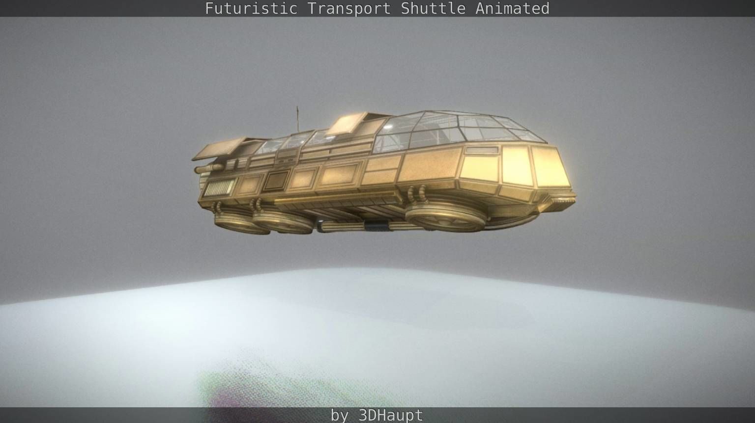 Futuristic Transport Shuttle Rigged  Low-poly 3D model_80
