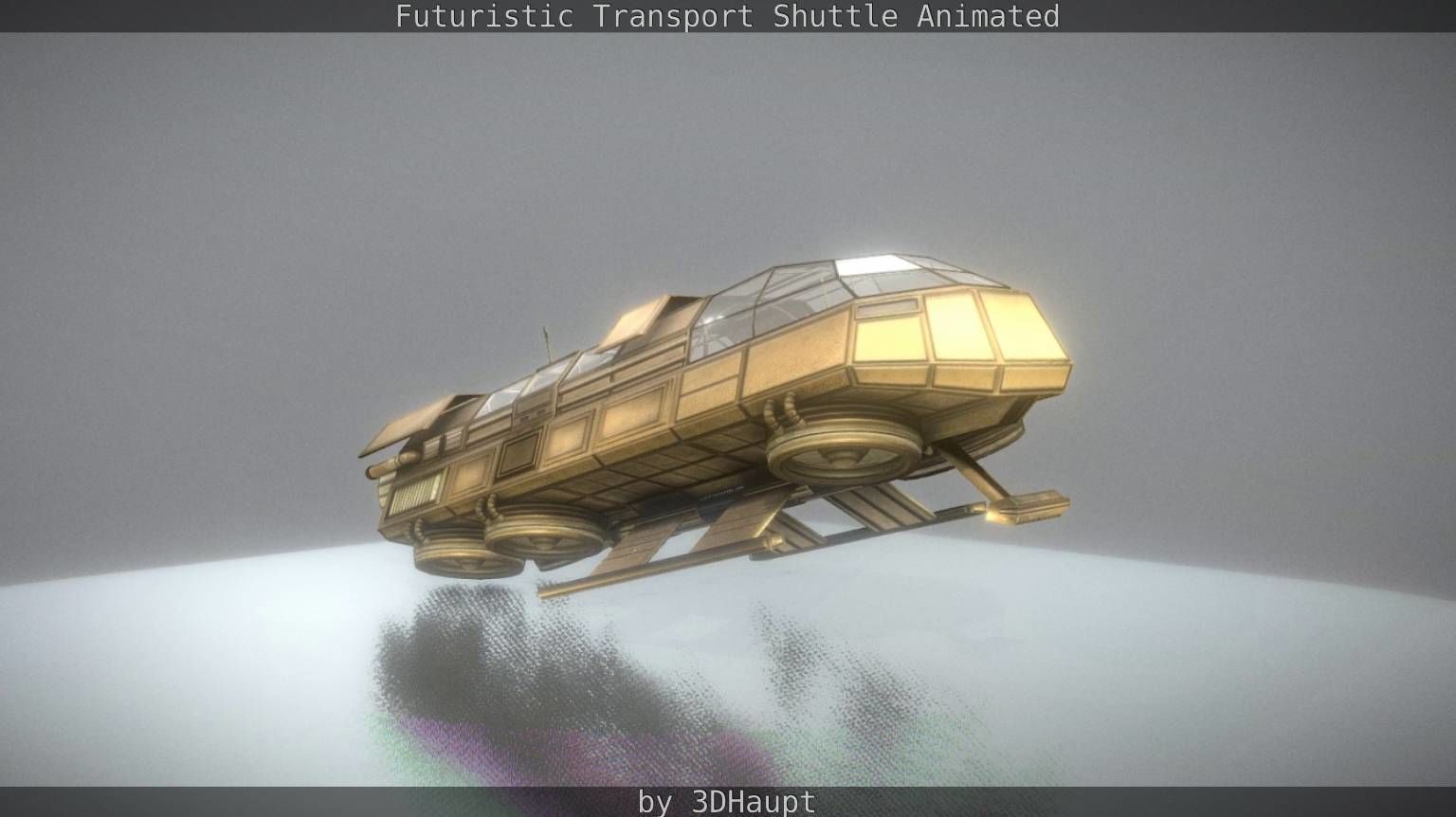 Futuristic Transport Shuttle Rigged  Low-poly 3D model_84