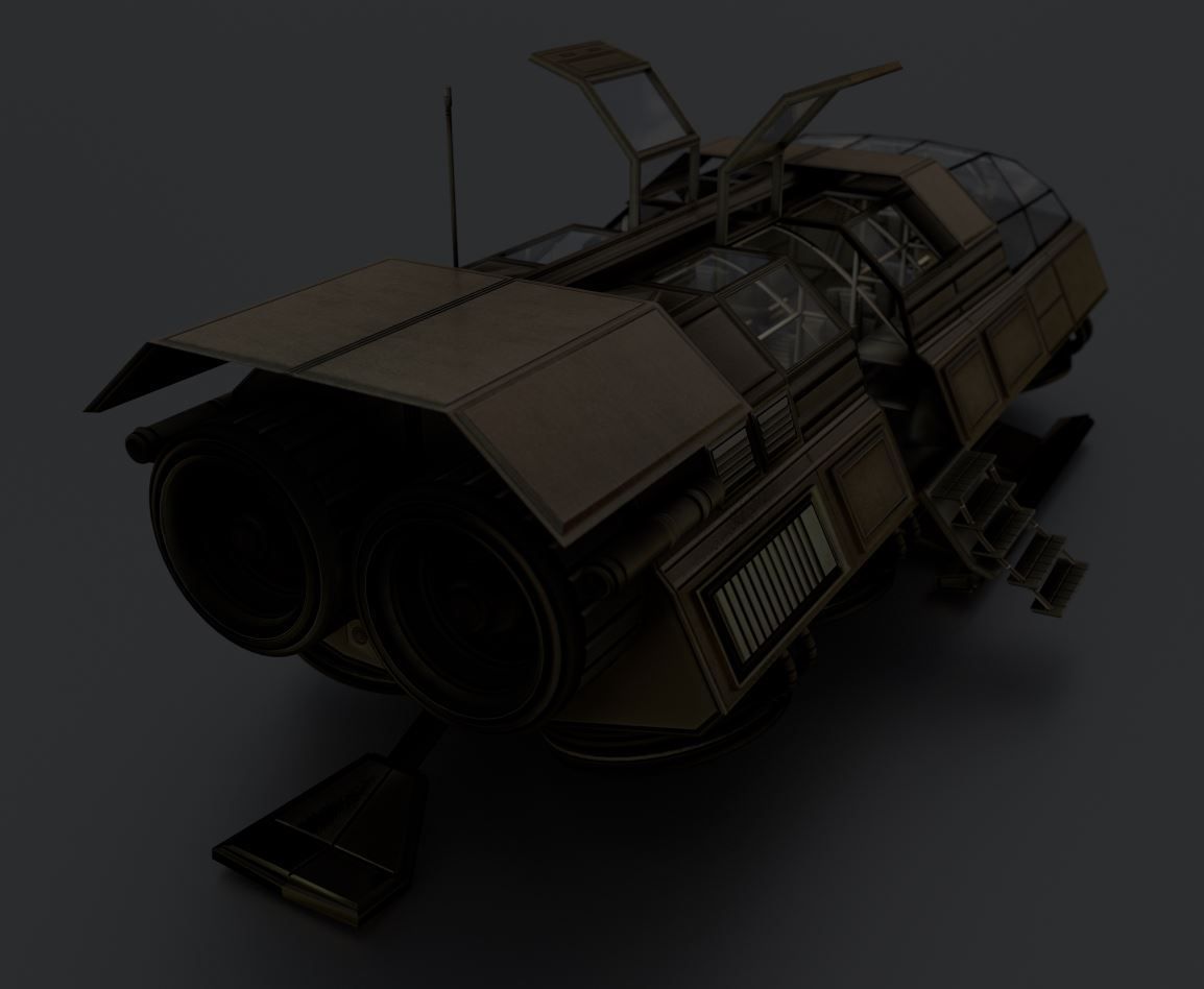 Futuristic Transport Shuttle Rigged  Low-poly 3D model_33