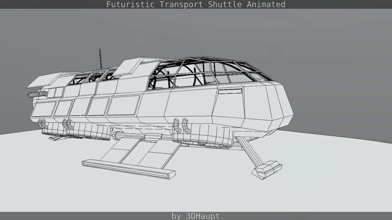 Futuristic Transport Shuttle Rigged  Low-poly 3D model_88