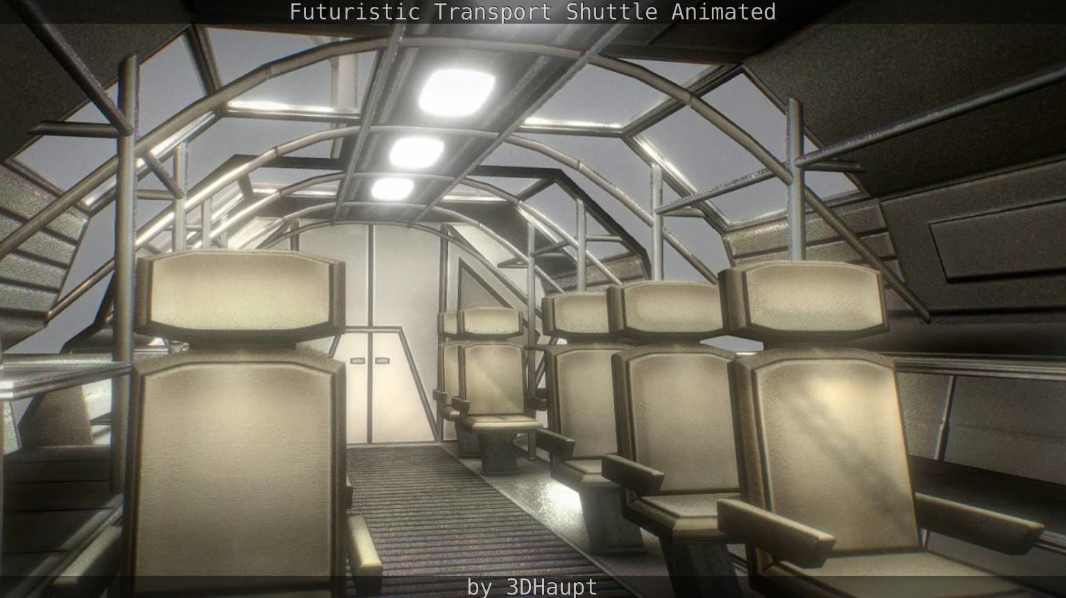 Futuristic Transport Shuttle Rigged  Low-poly 3D model_107