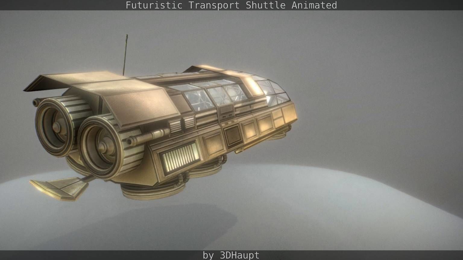 Futuristic Transport Shuttle Rigged  Low-poly 3D model_64