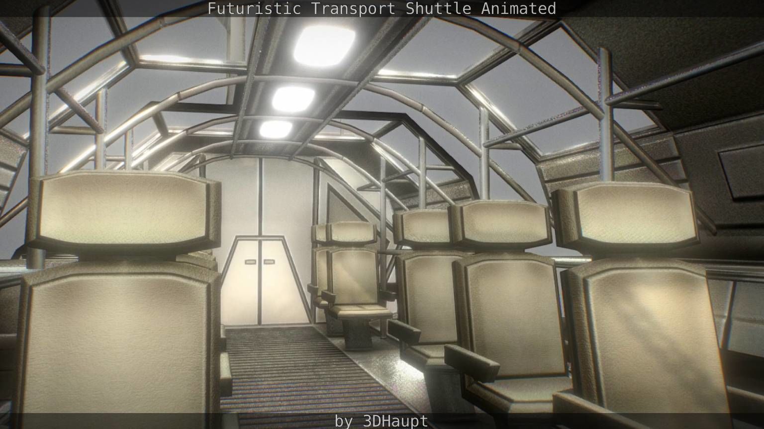 Futuristic Transport Shuttle Rigged  Low-poly 3D model_109