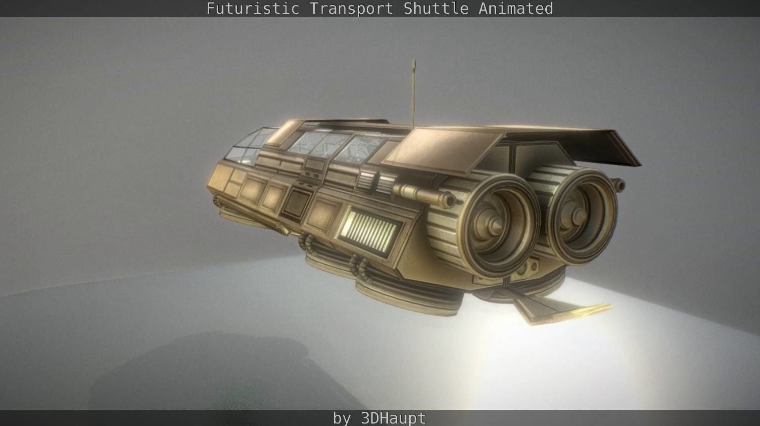 Futuristic Transport Shuttle Rigged  Low-poly 3D model_62