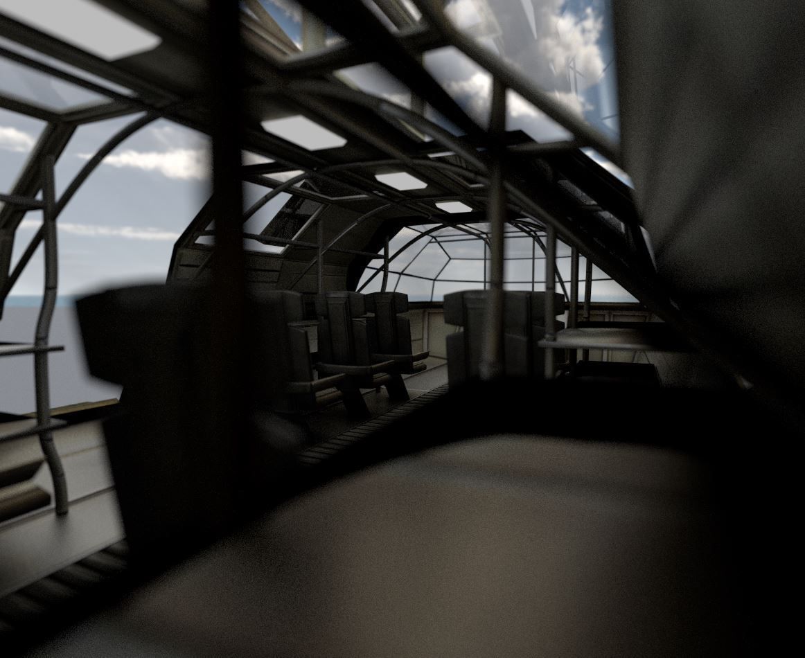 Futuristic Transport Shuttle Rigged  Low-poly 3D model_39