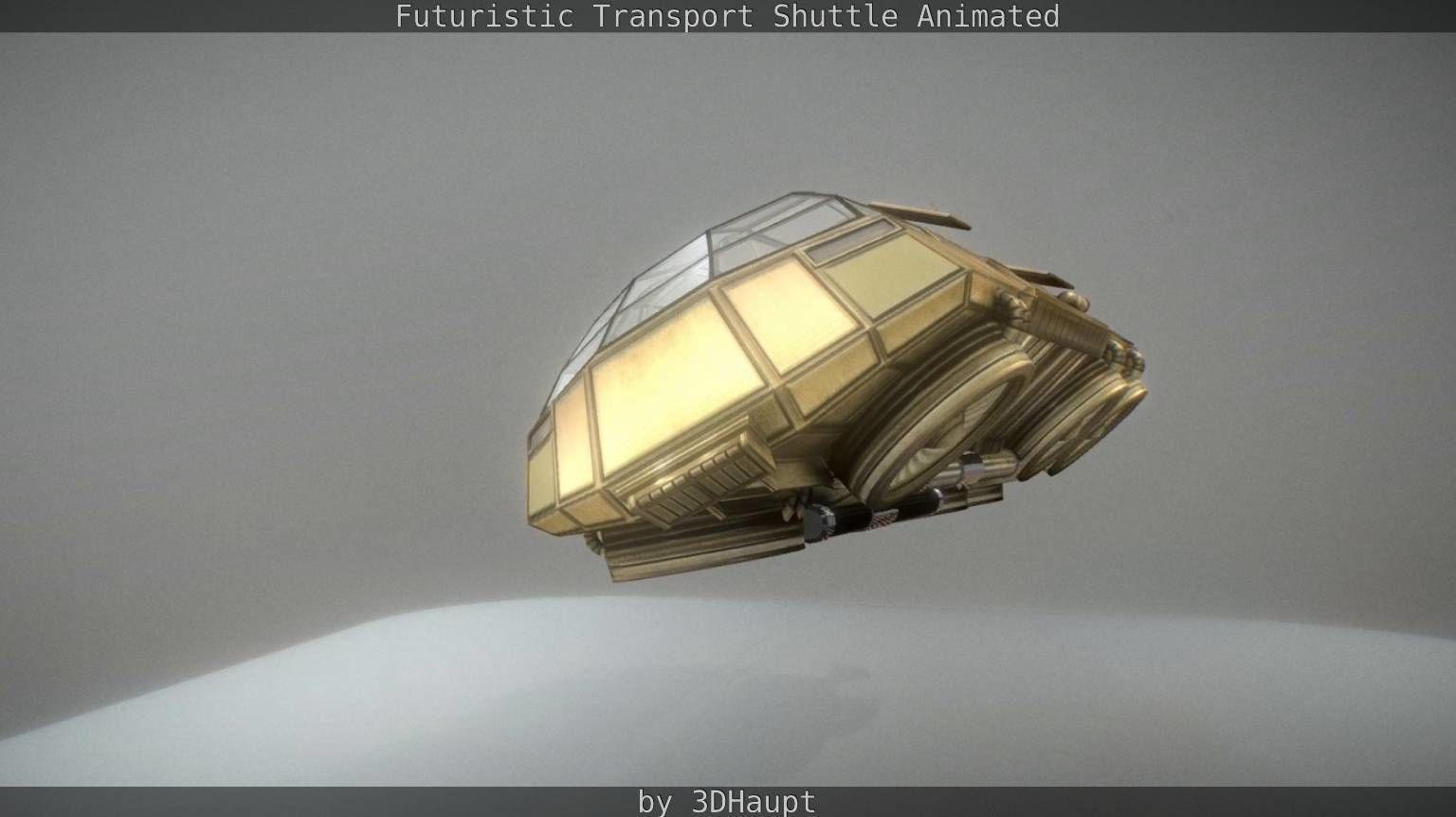 Futuristic Transport Shuttle Rigged  Low-poly 3D model_70