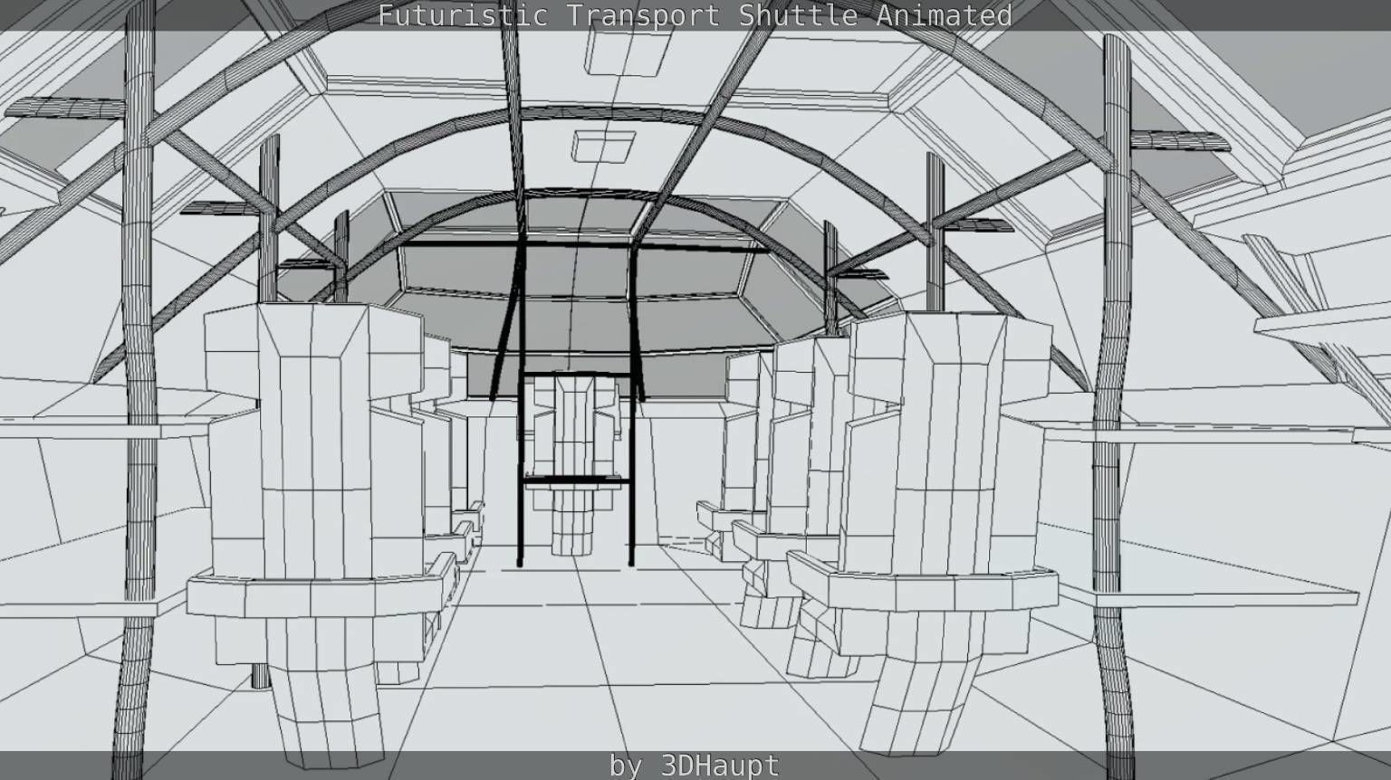 Futuristic Transport Shuttle Rigged  Low-poly 3D model_95