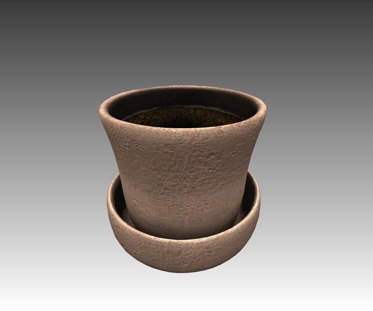 Flower Pot full with soil Free low-poly 3D model_2