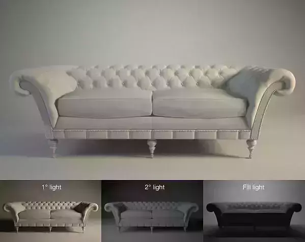 Sofa capitoneado Low-poly 3D model