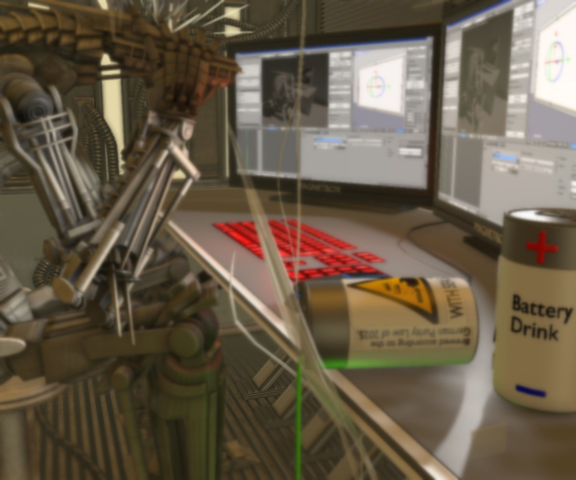 24h-burnoutbot man at desk in futuristic office Free 3D model_51