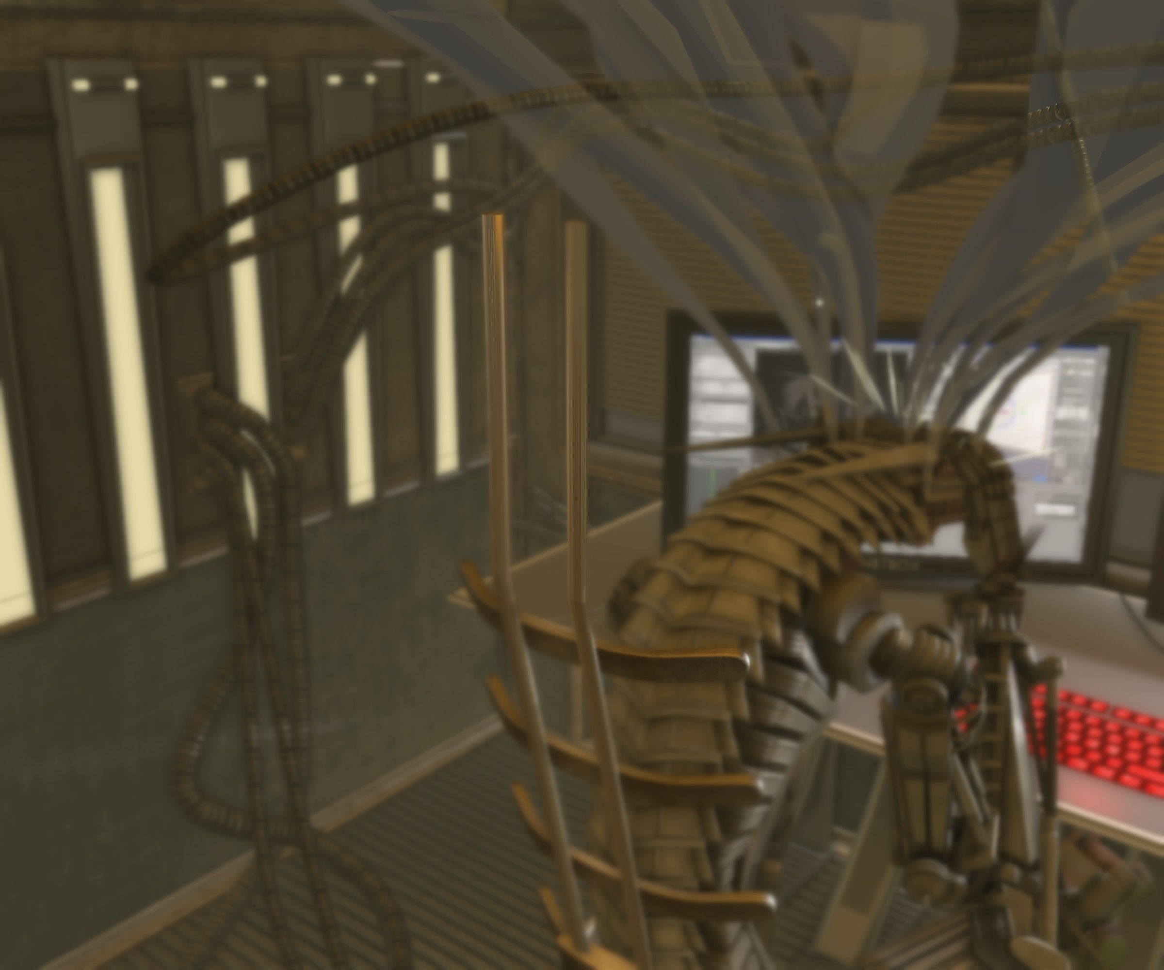 24h-burnoutbot man at desk in futuristic office Free 3D model_29