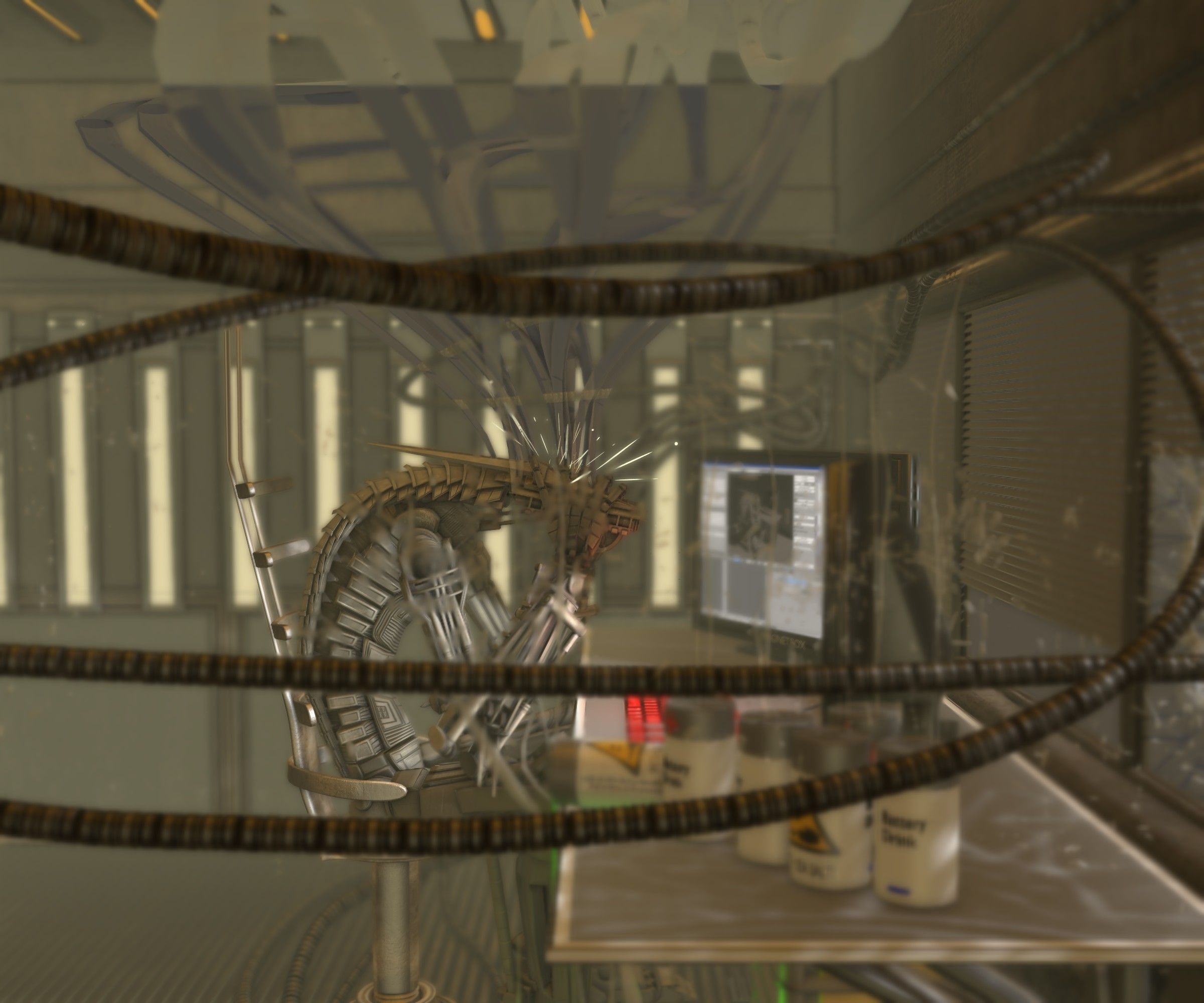 24h-burnoutbot man at desk in futuristic office Free 3D model_67