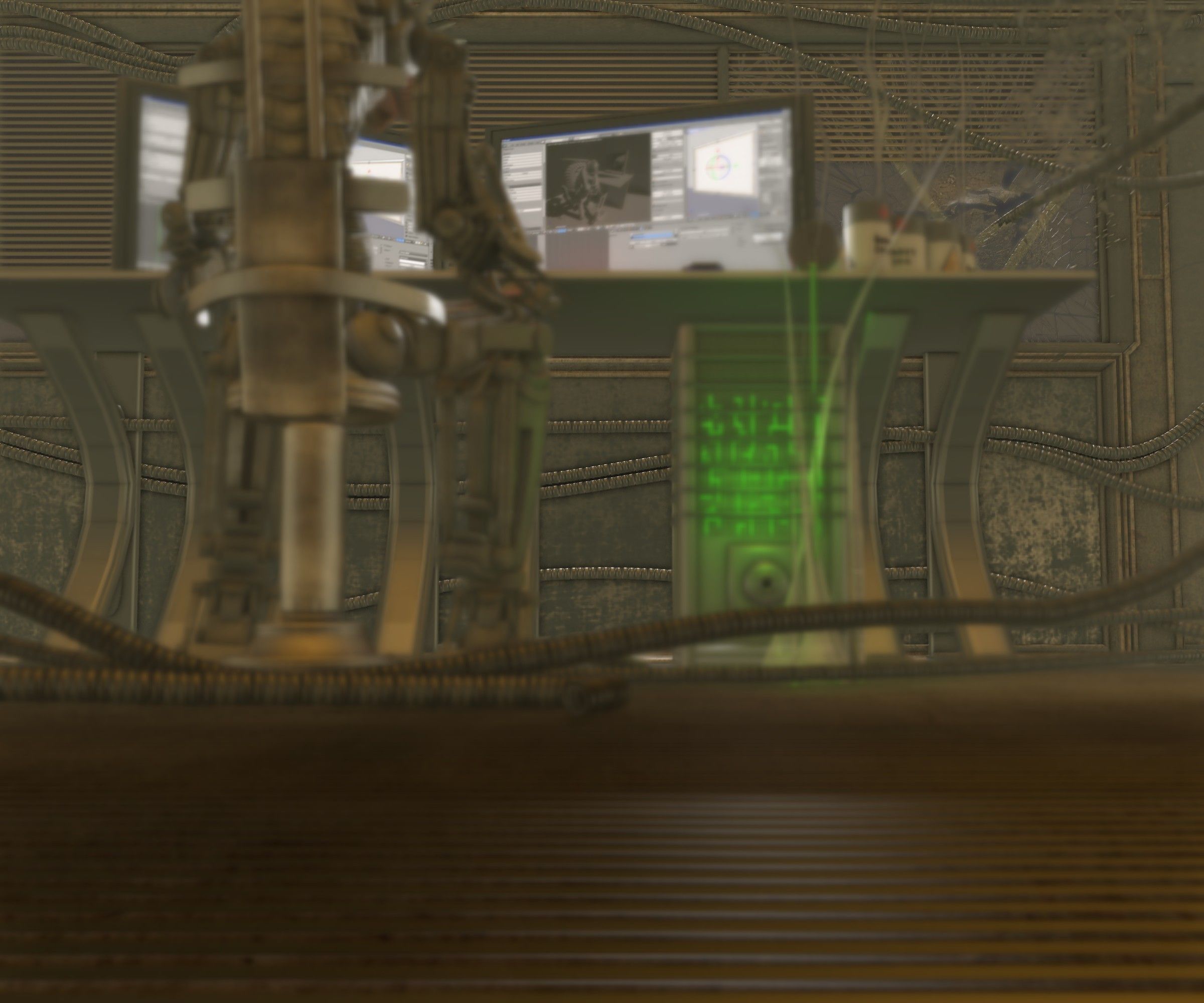 24h-burnoutbot man at desk in futuristic office Free 3D model_39