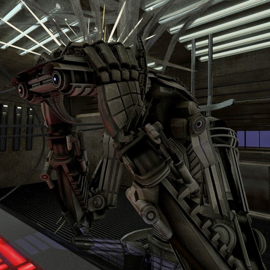 24h-burnoutbot man at desk in futuristic office Free 3D model_7