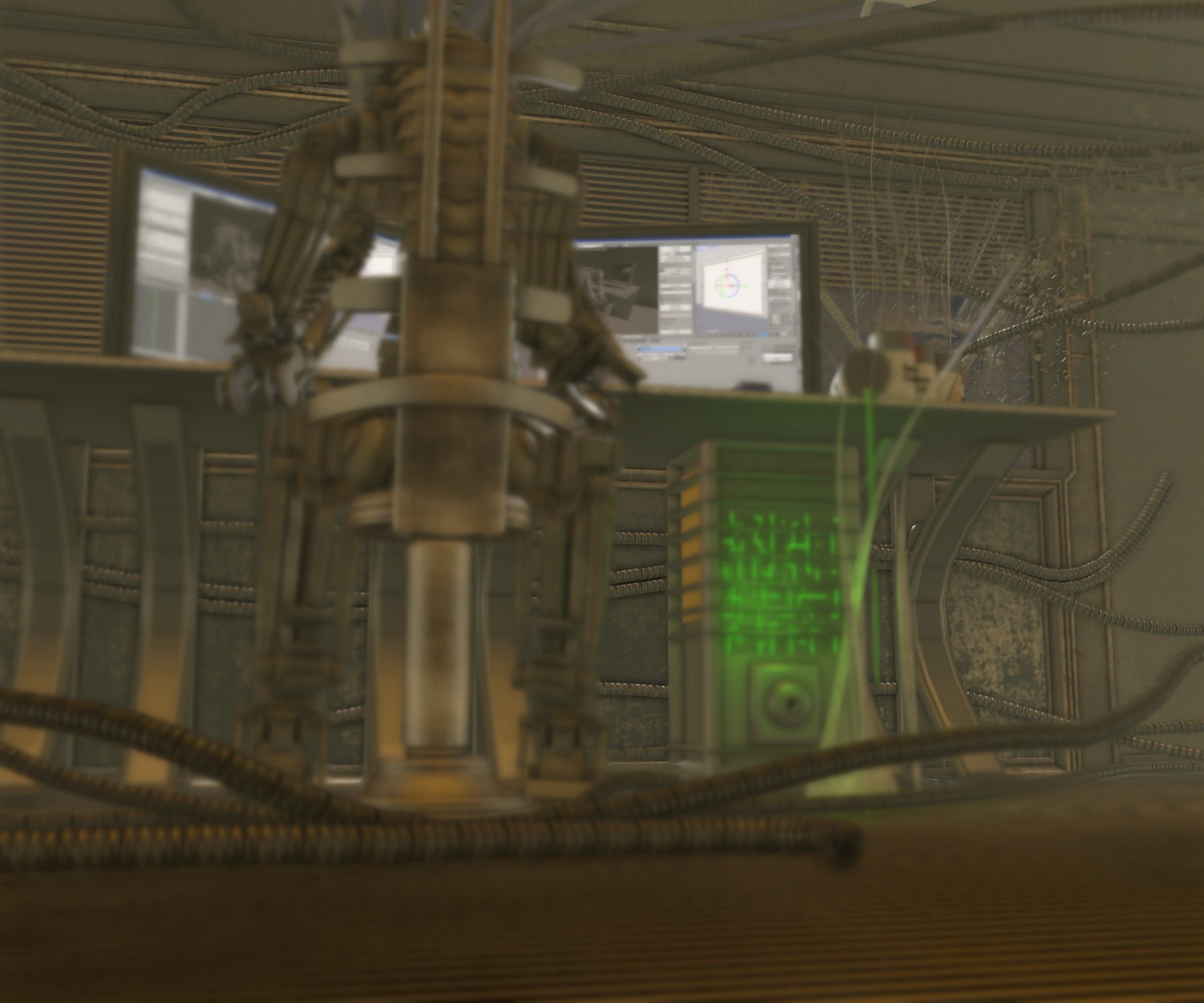 24h-burnoutbot man at desk in futuristic office Free 3D model_36