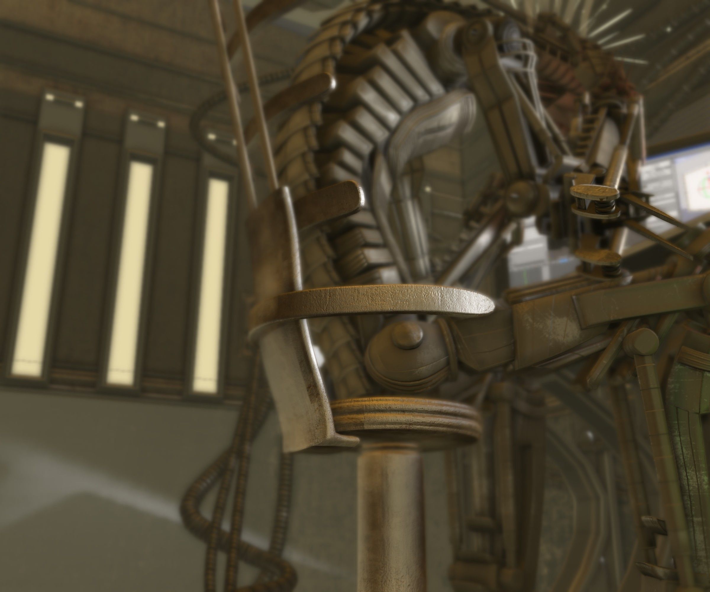 24h-burnoutbot man at desk in futuristic office Free 3D model_45